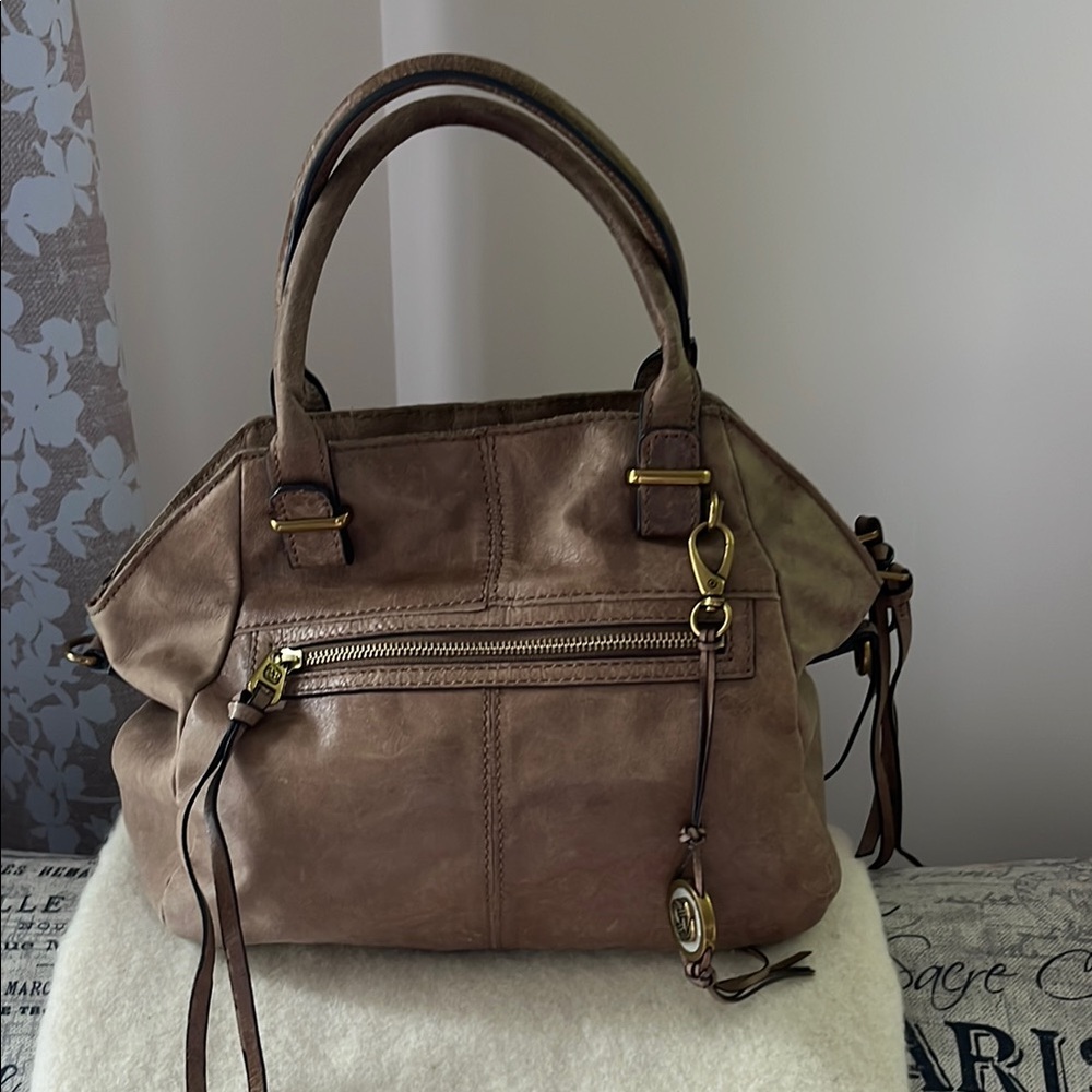 Elliot Luca Taupe Leather Dome Satchel Handbag